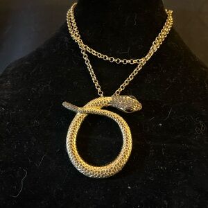 Gold Embellished Snake Pendant Necklace